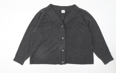 Cabi Damen Strickjacke grau V-Ausschnitt geknöpft Größe S