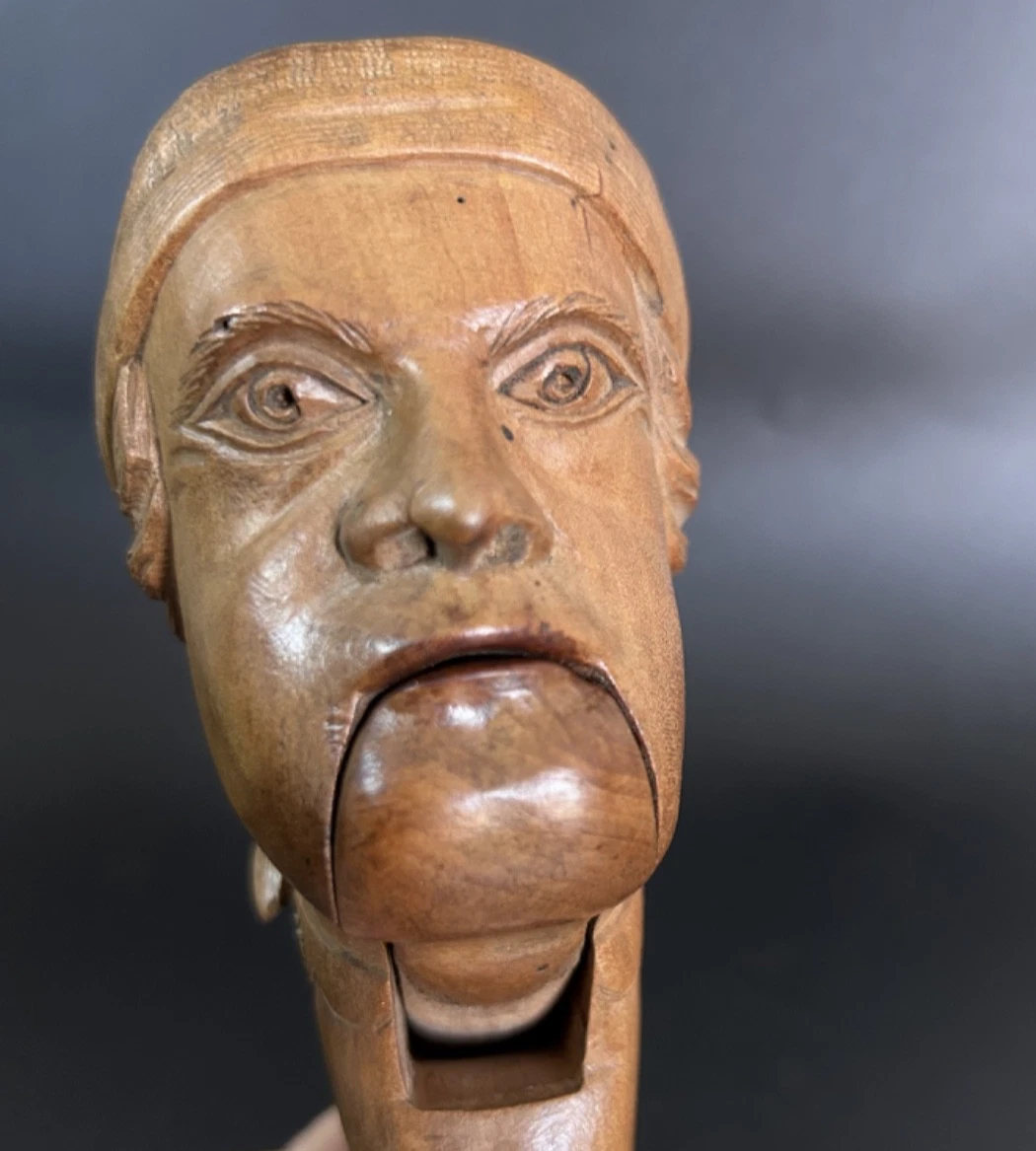 Antique finely Carved NUTCRACKER head of a sailor Wooden Treen