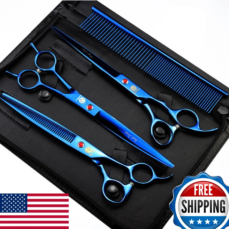 Purple Dragon 8 Inch 3 In 1 Professional Pet Grooming Thinning Scissors -
