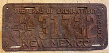 1941 NEW MEXICO TRUCK LICENSE PLATE " 31732 " NM 41   READY TO BE RESTORED