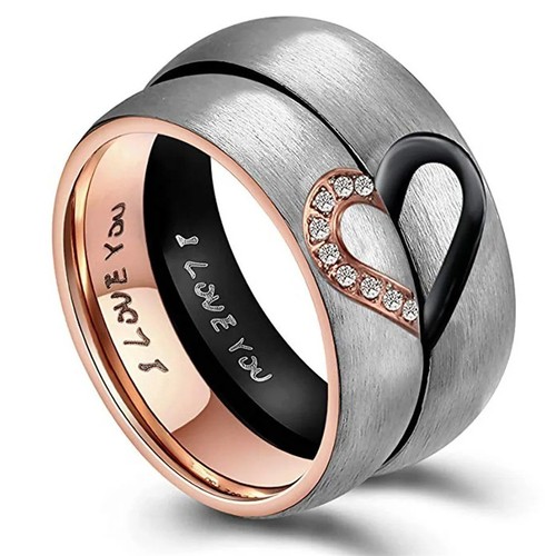 Couple Rings His & Hers Matching Rings Black heart lovers