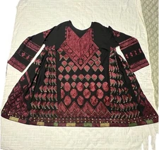 Antique Swat Valley Dress Bridal Dress Tribal Silk Embroidery XXL Sz Mint!