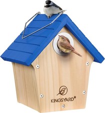 Wooden Bird House with Predator Guard Wren Nesting for Outdoor Garden Patio Box