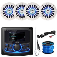 JVC Marine Bluetooth Digital Media Receiver, 4x 6.5" 180W Max Blue LED Speakers