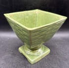 Vintage McCoy Style Green Art Pottery Pedestal Planter Square MCM — photo 4