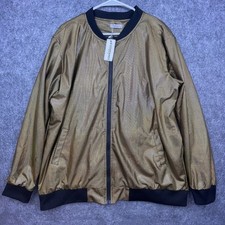 Coofandy Jacket Mens Extra Large Gold Metallic Bomber Disco Fun Party Nightclub