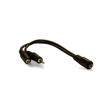 6in 3.5mm Stereo Jack Y Splitter 1 Female to 2 Male Cable - Black