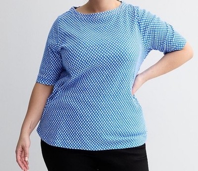 NEW!! CROFT & BARROW Plus Sz 2X Boat Neck Tee Top Elbow Sleeve 100% Cotton