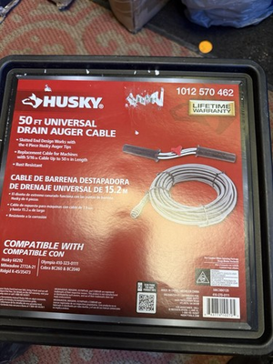 #ad NEW Husky Drain Auger 50ft Cable 5 16in Universal Electric Drum Machine $49.99