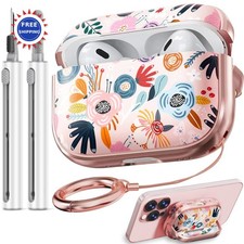 Flowers Cute AirPod Pro 2 Case Hard iPod Cases for Women Girls USB-C Inesore