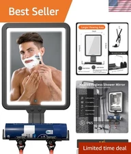 Shower Mirror Fogless Heated Large 9.5x7 Inch Lighted Bathroom Shaving Mirror