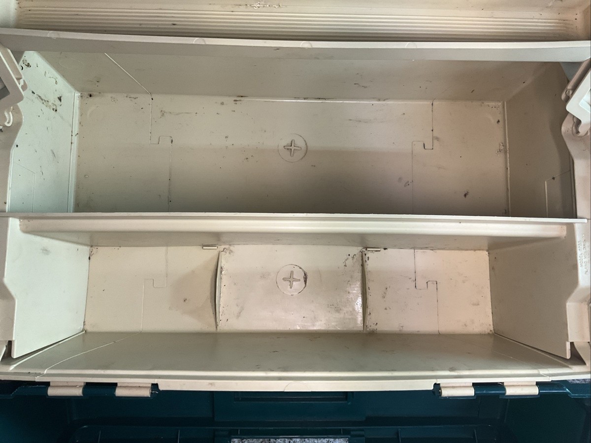 Plano Boîte de rangement hybride moulée pour articles de pêche, avec tiroirs amovibles, convient aux boîtes utilitaires StowAway, unisexe, beige/vert