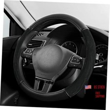 Steering Wheel Cover, Silk Grain Leather Car Steering Wheel Protector, Black