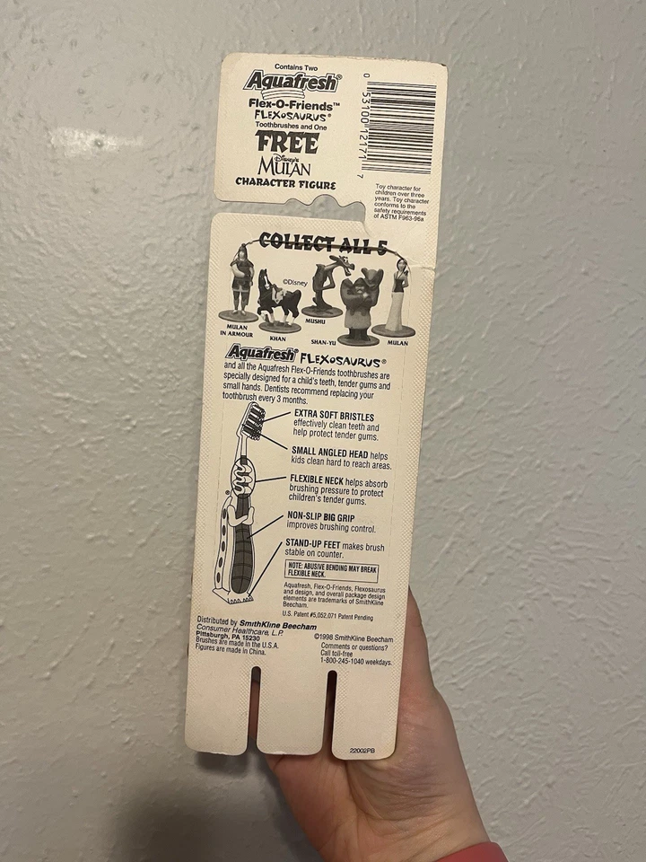 Juego de 2 cepillos de dientes Aquafresh Flex Flexosaurus para niños Disney Mulan vintage 1998 Foto 4 de 4