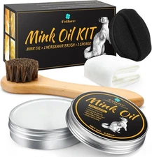 4-in-1 Mink Oil Leather Conditioner and Cleaner 3.52 oz - Premium Waterproof For