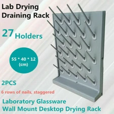 27 Pegs Laboratory Drying Rack Lab Draining Peg Board Rack Wall Mount PP