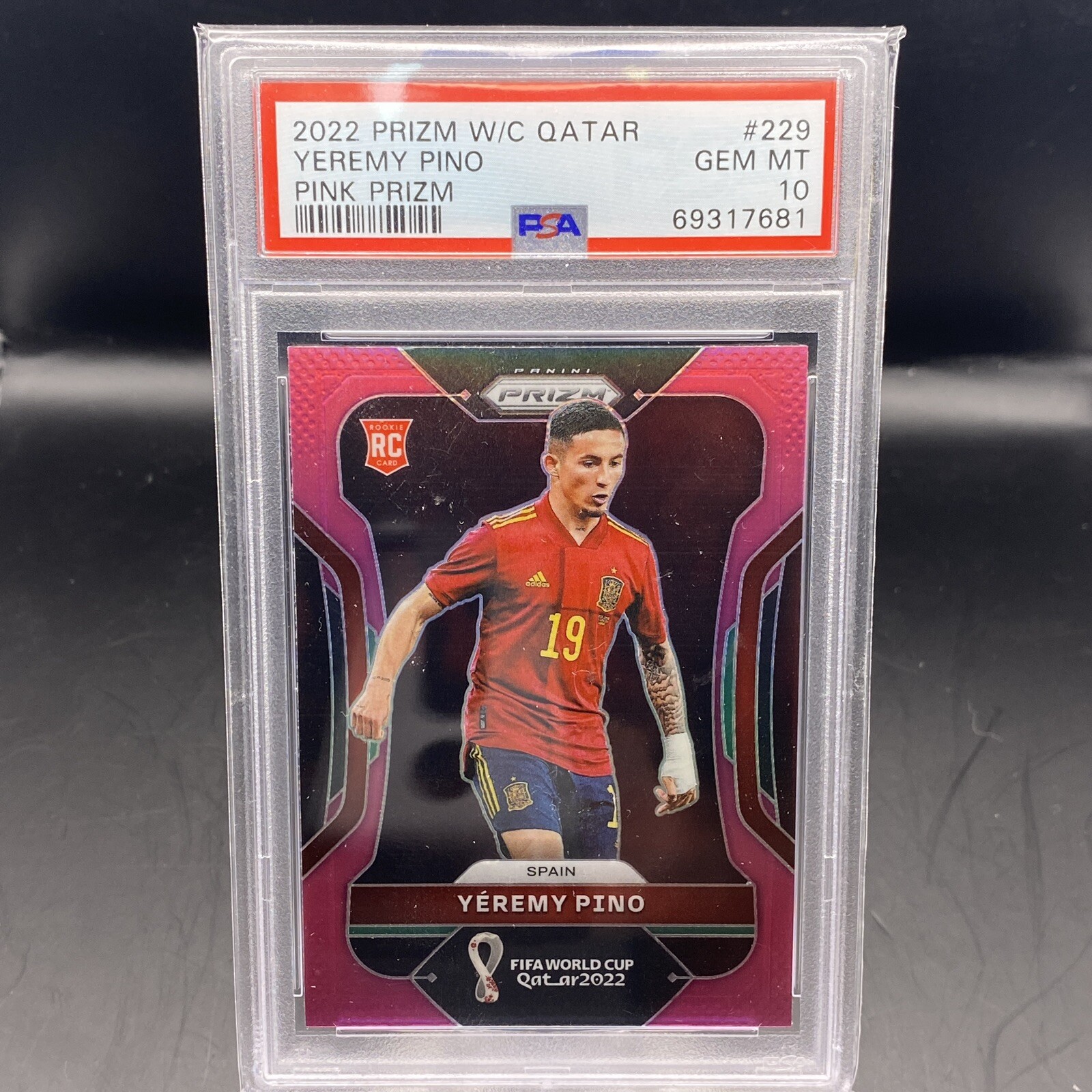 Yeremy Pino 2022 Panini Prizm World Cup Qatar Pink Prizm Rookie RC #229 PSA 10