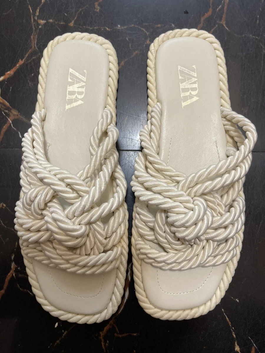 zara flat white sandals