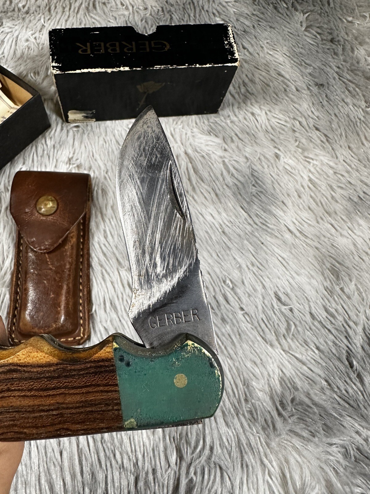 Gerber Magnum Folding Hunter Knife With Case Excellent Condition eBay