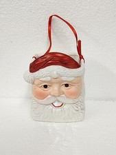 Vintage Christmas Ceramic Santa Face Gift Bag Decor Decoration