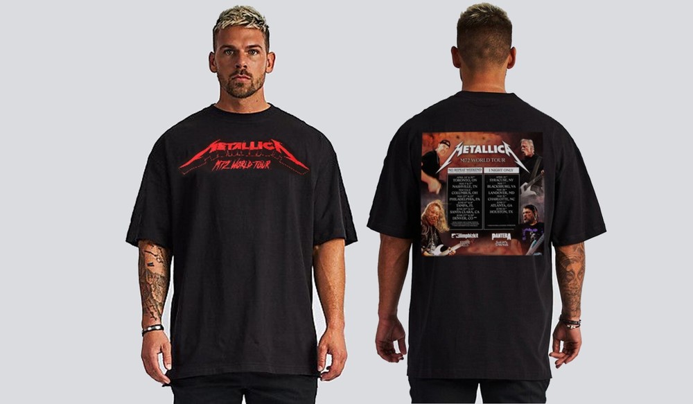 METALLICA M72 WORLD TOUR 2025 FRONT AND BACK PRINT BLACK T SHIRTS