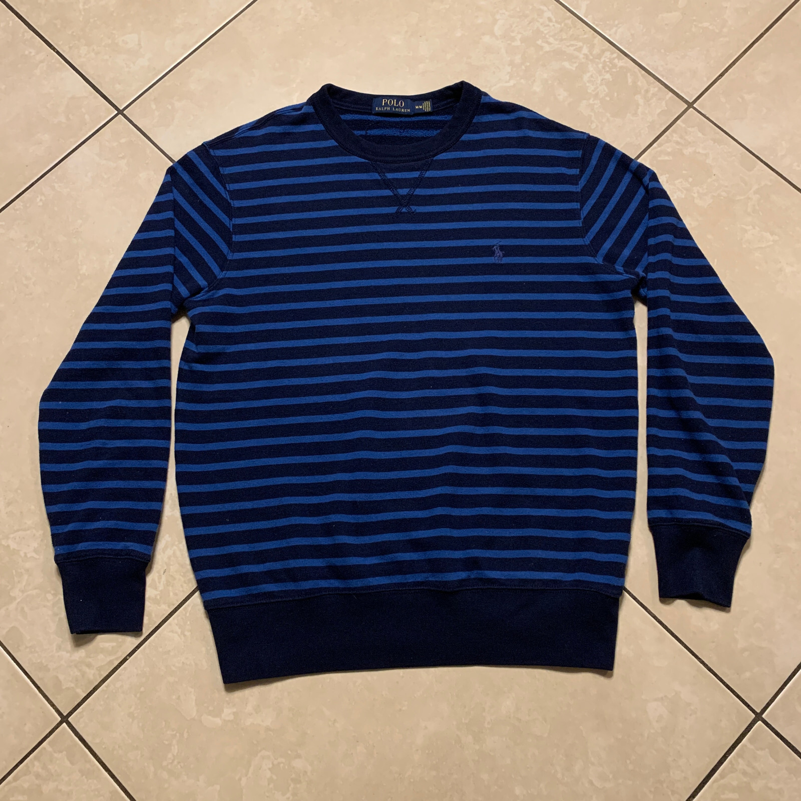 POLO Ralph Lauren Small Pony blu chiaro blu navy a righe L S pullover camicia media