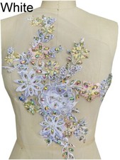 3D Flower Applique Motif Patch Beaded Embroidery Flower Lace Trim Sewing Wedding