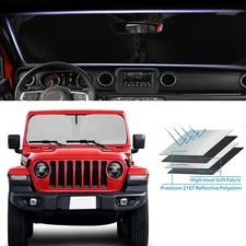 Car Front Windshield Sun Shade Foldable Cover For 2018-2024 Jeep Wrangler JL/JLU