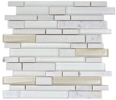 Keramik Glasmosaik Stäbchen Mosaikfliesen Marmornaturstein weiß carrara Optik WC
