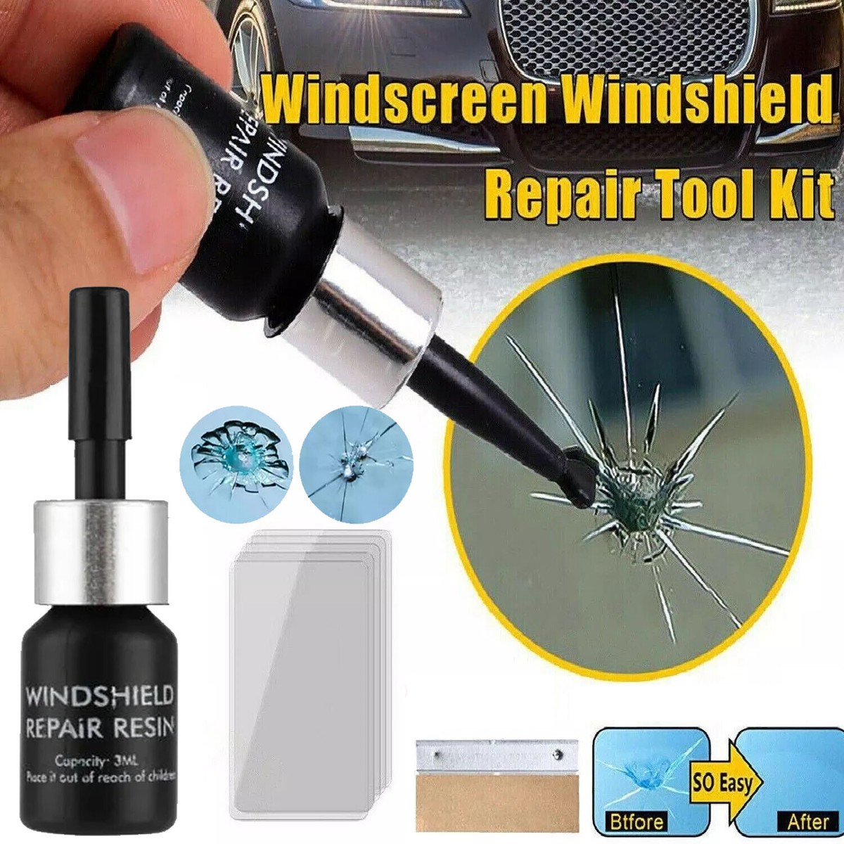 Windshield Repair Kit Window Car Cracked Fluid Screen Resin Phone