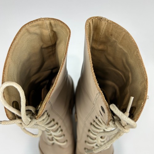 Windsor Smith Leather Boots Women's Size 8.5 Beige Lace Up Heel Mid Calf Y2K - Picture 13 of 19