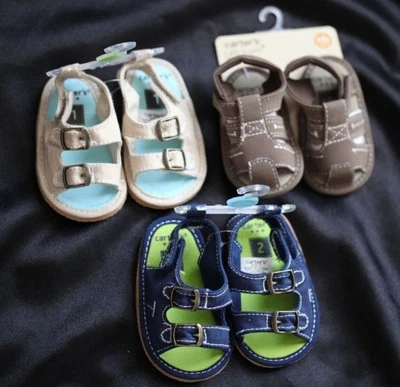 Carter's Baby Boy Layette Summer Sandal Shoes Beige/Navy size 1/2/4
