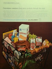 J. L. Clark Product Containers Metal Plastic Shopping Cart Vintage Print Ad 1965