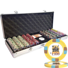 MRC POKER 500 PIÈCES CLAY KNIGHTS CASINO POKER JETONS SET AVEC ÉTUI EN ALUMINIUM