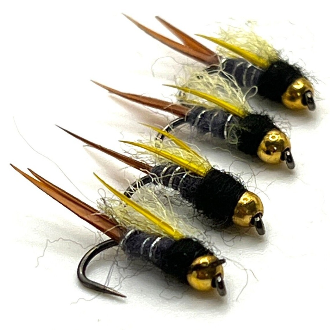Yellow Terror 4 6 8 12 Trout Fly Fishing Flies YELLOW TERROR GOLD HEAD NYMPH BARBED ...