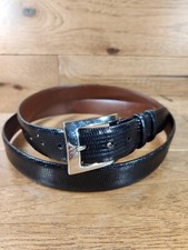 Torino Elite Men's Black Ringmark Lizard Belt Brass Buckle Made In USA Size 48
