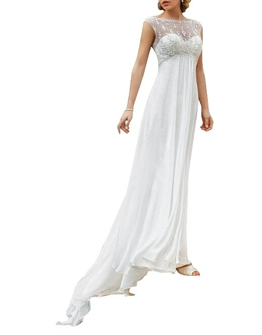 Chiffon 3/4 Sleeve Plus Wedding Dresses