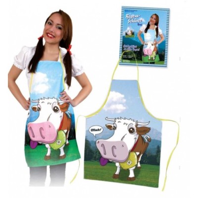 German Bavarian Oktoberfest Funny Costume Apron Cow with Bell in Field ''Moo!''