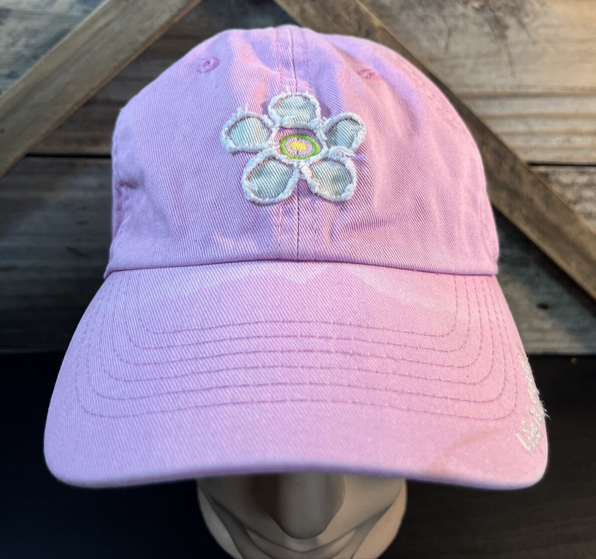 Life is Good Hat Womens Adjustable Pink Daisy Outdoors Embroidered