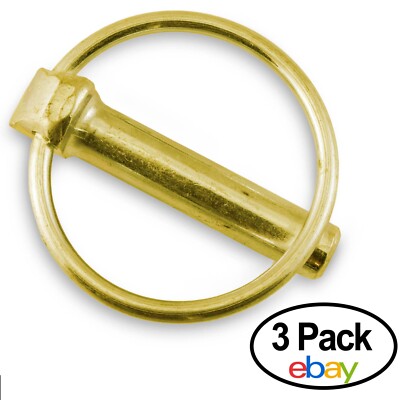 Round Trailer Gate Linch Pin w/ Ring 3/8  x 1-3/4  S.3546 Zinc (PACK of 3)