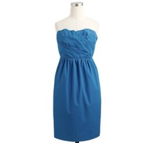 NWT J. Crew Collection Blue Scalloped Bridesmaid Strapless Shift Dress Size 2