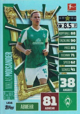 Match Attax Bundesliga 2020/2021 Limited Edition LE16 Niklas Moisander LE 16