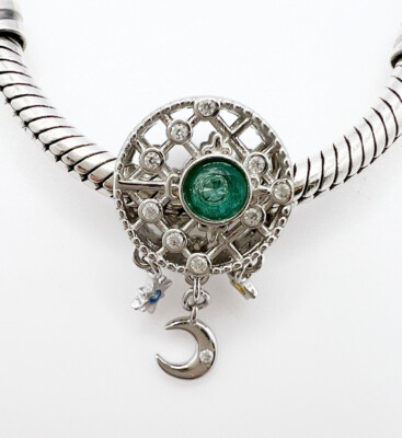 Traumfänger Anhänger Sonne Mond Sterne Böhmisch Echt 925 Sterling Silber  