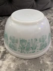 Vintage Pyrex Mixing Bowl Amish Butterprint 402 1.5 Quart Rooster Corn Teal