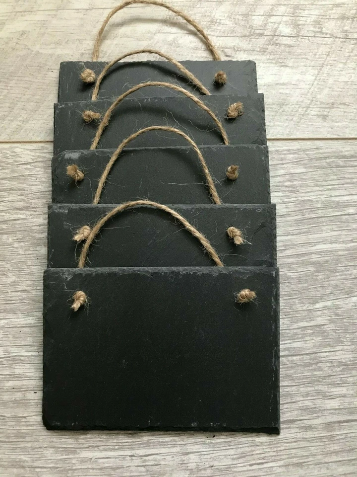 Handmade slate hanging chalkboard blackboard message memo wedding boards 12x8cm  - Image 4 of 4