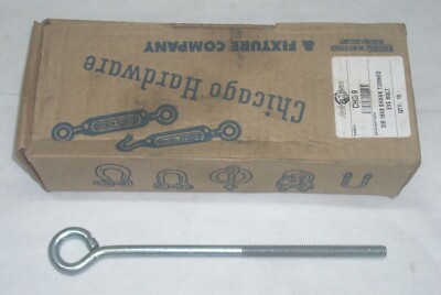 Chicago CHG-9 Turned Eye Bolt 3/8-16 x 8 inch Shank w Nut 9 1/2 inch OL 10pk