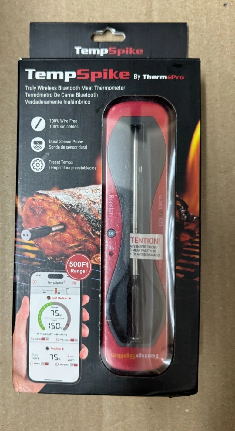 ThermoPro Tempspike Wireless Meat Thermometer Bluetooth Red new 2322
Opens in a new window or tab