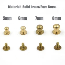 5-50pcs Stud Screw Round Head Solid Brass Nail Rivet Chicago Button DIY Leather