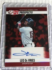 2026 Leaf Priest Leo De VriesOaklsnd Athletics Red SP Auto RC 1/1