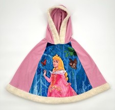 Disney Store Princess Pink Hooded Fleece Cape Girls XS Sleeping Beauty Aurora